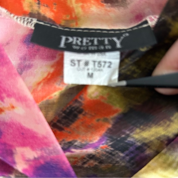 Floral Asymmetrical High-Low Tunic Top Sheer V-Neck Flowy Multi - Picture 4 of 4